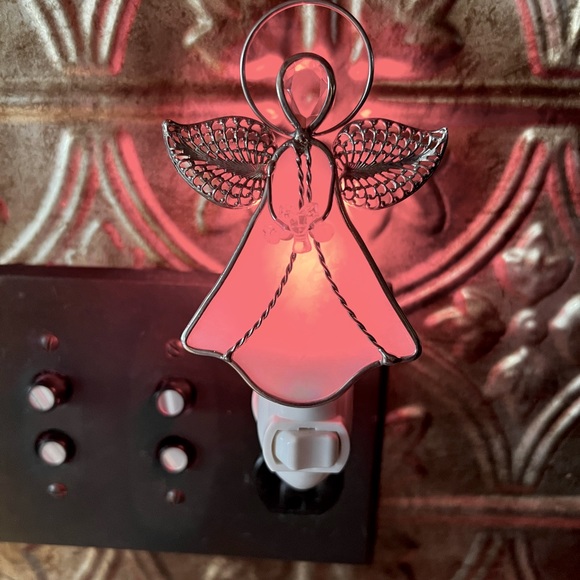 Other - 👼 EXQUISITE Stained Glass & Silver ANGEL NIGHTLIGHT On Pivoting Plug 👼